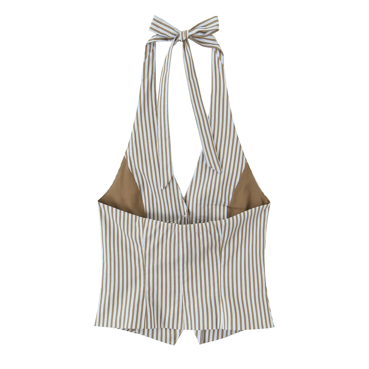 vestoraa duoperi piece sets striped halter - classic unisex outfit with precision in neutral metal (USA)
