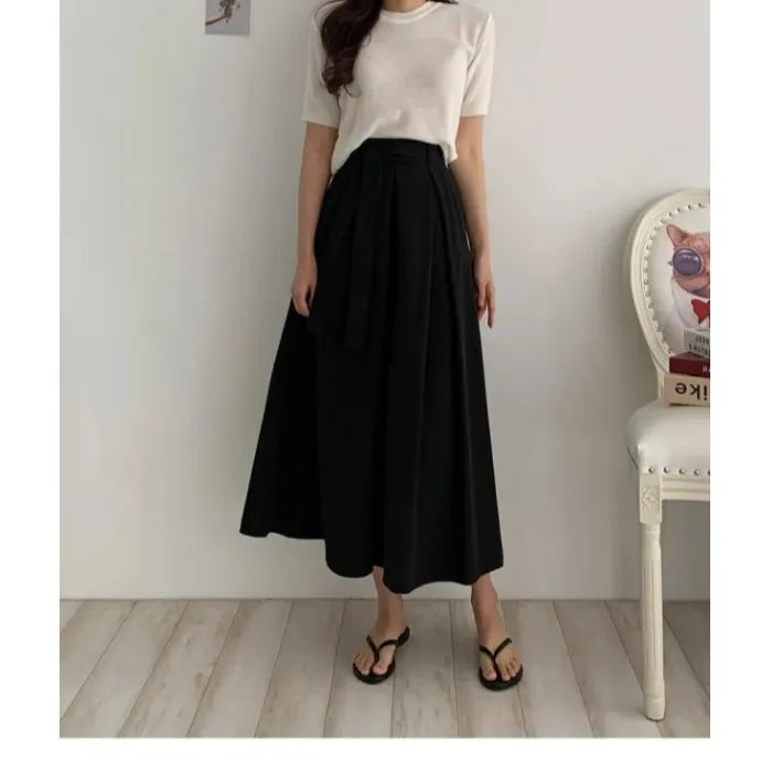 unisex casual outfit vestoraa chic vintage waist slimming midi skirt belt - daily wear garment with black design detail (USA)