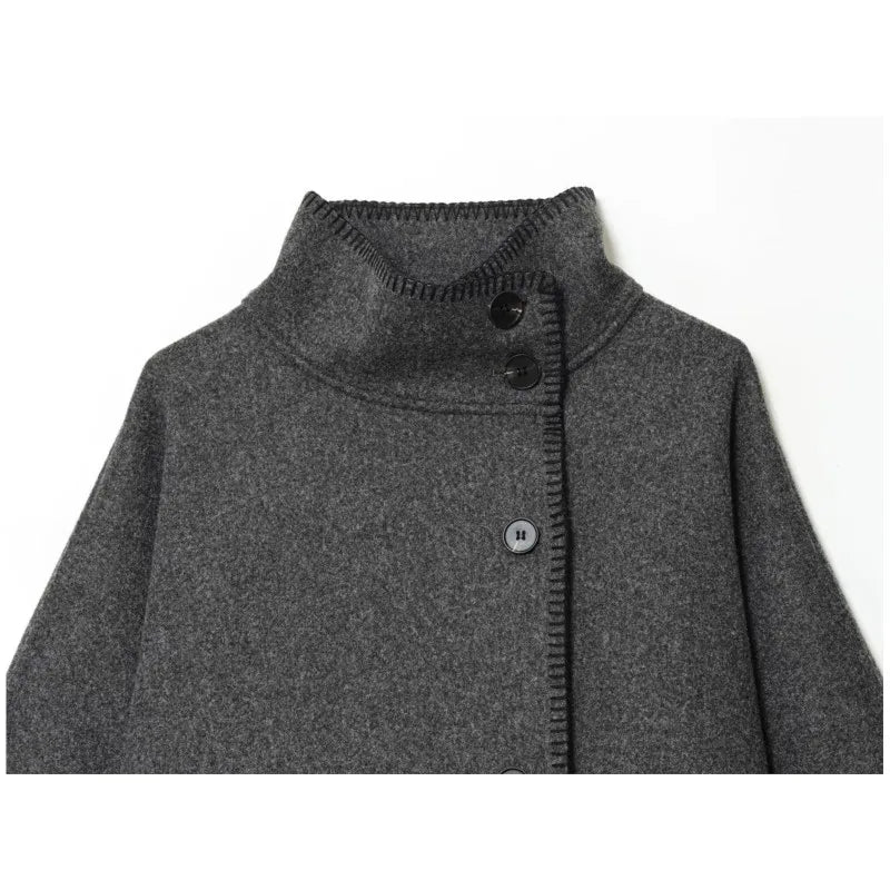 unisex vintage outfit vestoraa wool jacket wide shoulder vintage neck - daily wear garment with neutral design detail (USA)