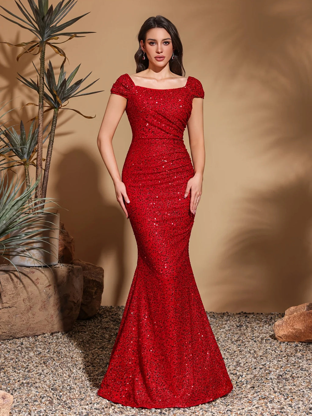vestoraa simple square neck sequined hip party outfit detail - reliable design, precision, waterproof classic design (USA)