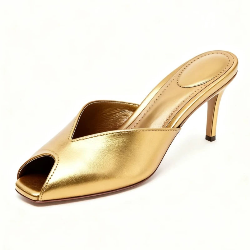 Vestoraa vestoraa gold patent leather design brand heel unisex garment - precision metal outfit (USA)