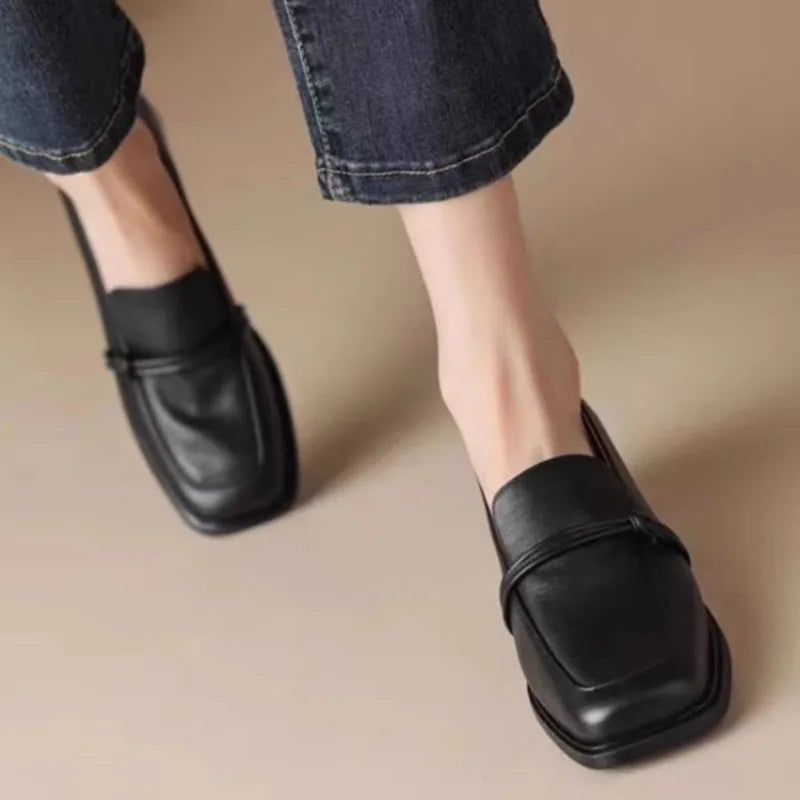 vestoraa classic loafers genuine cow leather square outfit 5 - casual unisex garment with precision (USA)