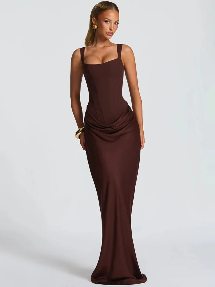 vestoraa mozision backless ruched sexy maxi dress - dress unisex outfit with precision in black metal (USA)