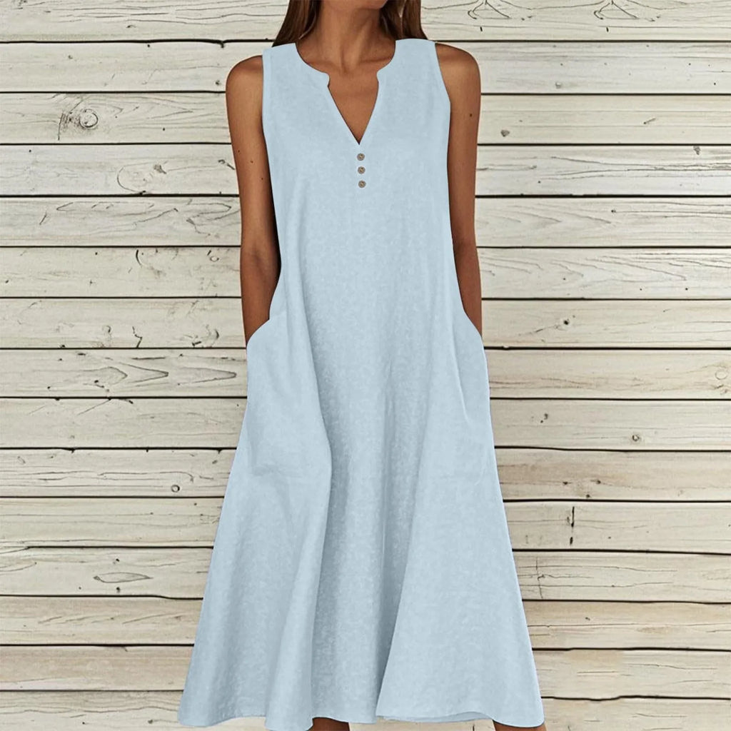 vestoraa breathable midi dress linen blend outfit 9 - casual unisex garment with precision (USA)