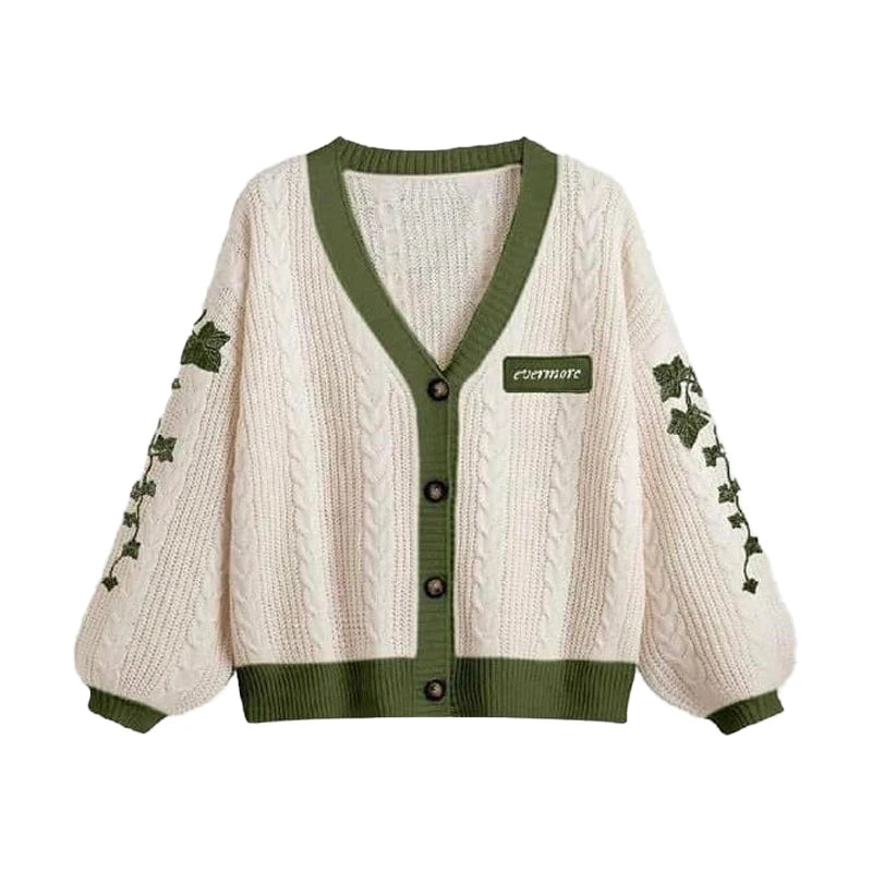 vestoraa evermore cardigan taylor version green - casual unisex outfit with precision in neutral polished (USA)
