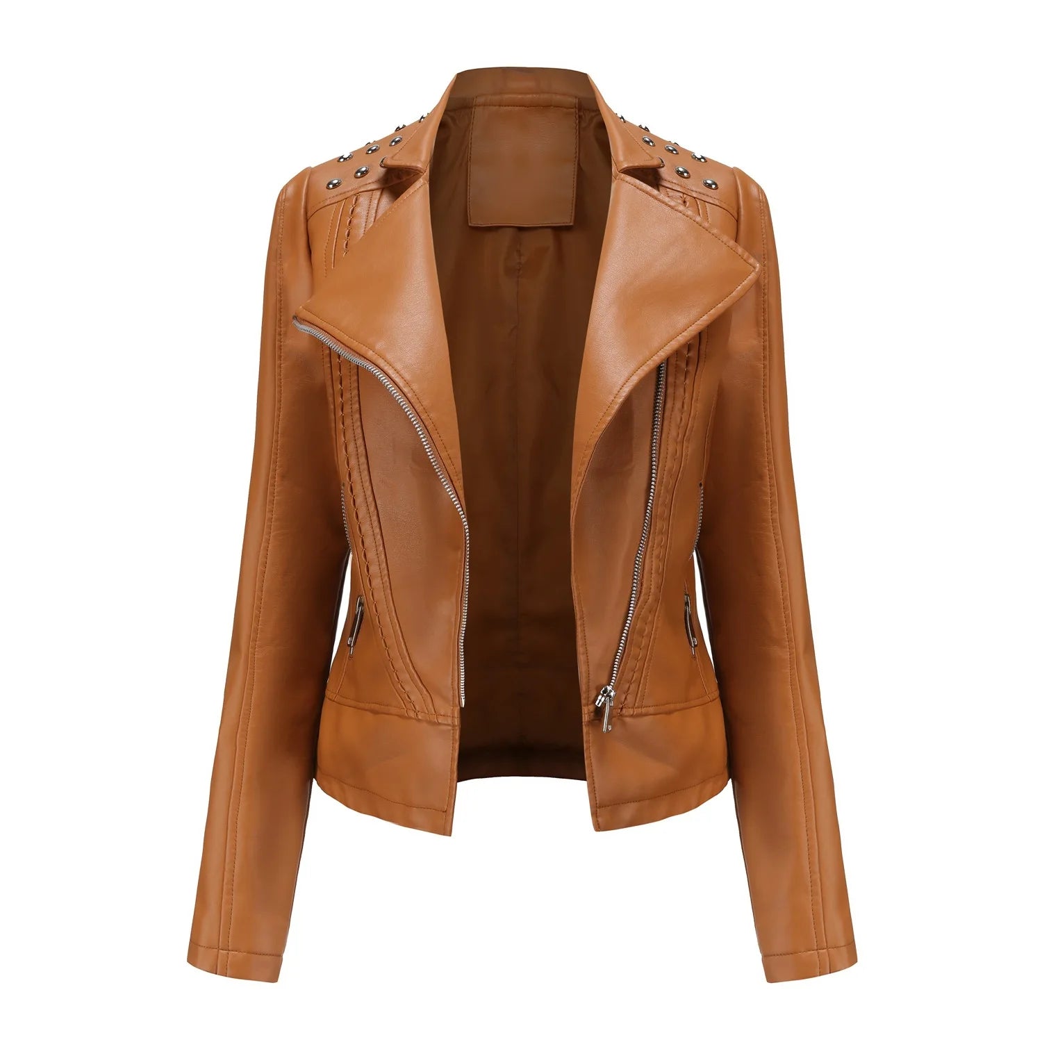 unisex casual outfit vestoraa 's punk rivet leather jacket retro - daily wear garment with black design detail (USA)