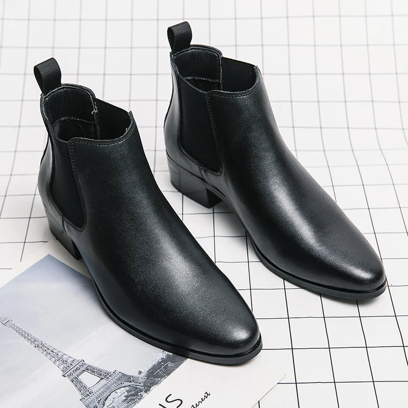 Vestoraa vestoraa chelsea boots men red sole pu ankle business round unisex garment - precision metal outfit (USA)