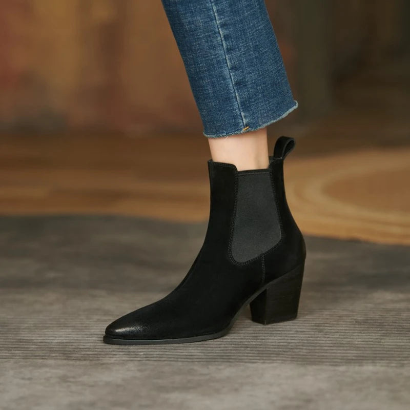 vestoraa boots pointed toe chunky heel outfit 5 - dress unisex garment with precision (USA)