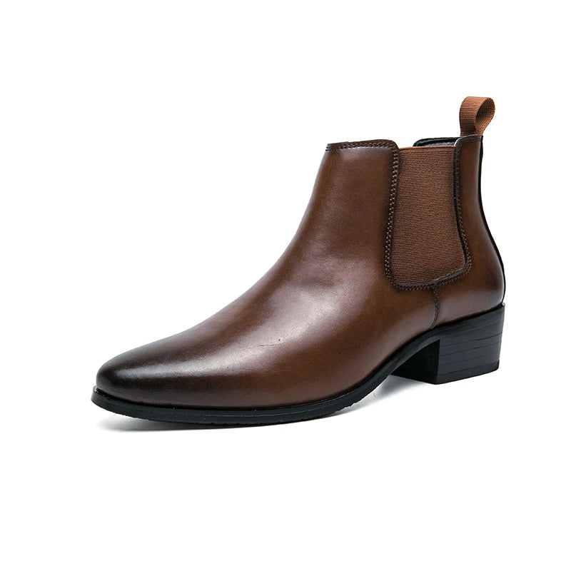 vestoraa chelsea boots men red sole pu ankle business round - modern unisex outfit with precision in black metal (USA)