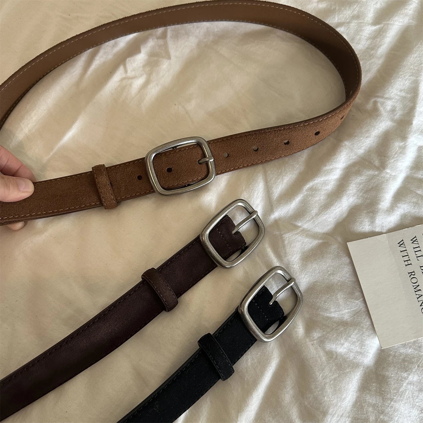 Vestoraa vestoraa skinny belts vintage suede cowhide unisex garment - precision metal outfit (USA)