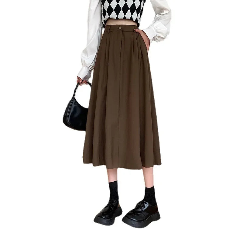 vestoraa retro skirt 's medium long - casual unisex outfit with precision in black cotton (USA)