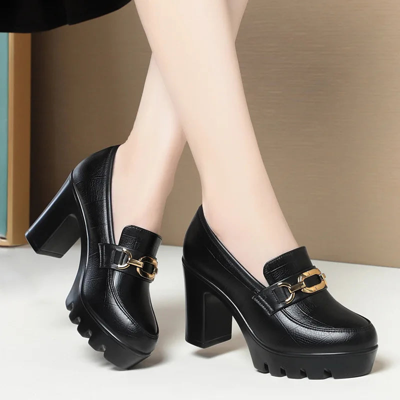 vestoraa soft leather black shoe woman block pumps thick outfit 6 - casual unisex garment with precision (USA)
