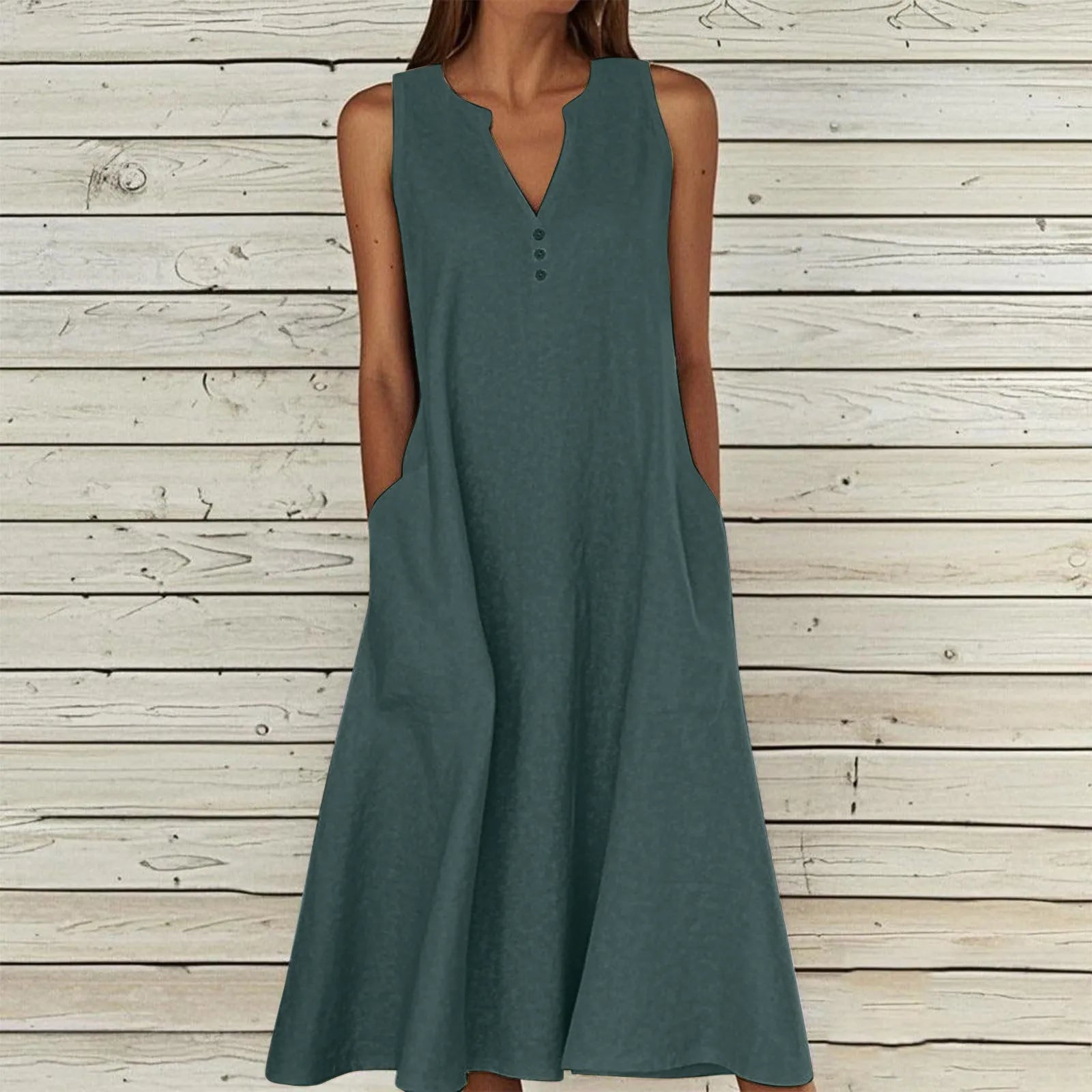vestoraa breathable midi dress linen blend outfit 6 - casual unisex garment with precision (USA)