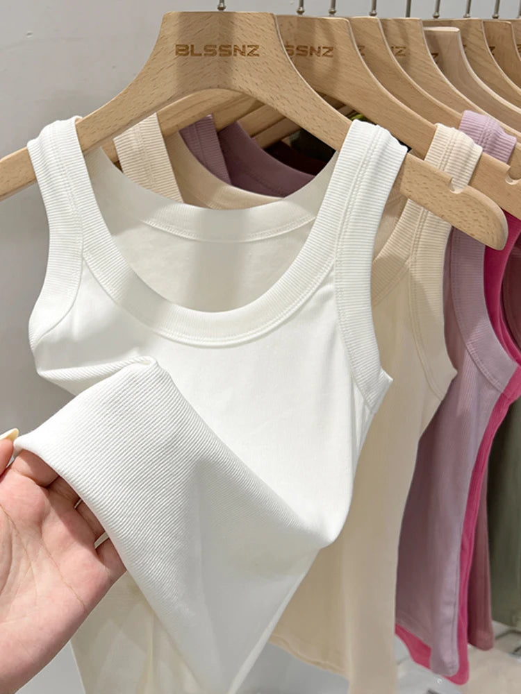 vestoraa zjaiss solid round neck ribbed tank camisole outfit 6 - classic unisex garment with precision (USA)