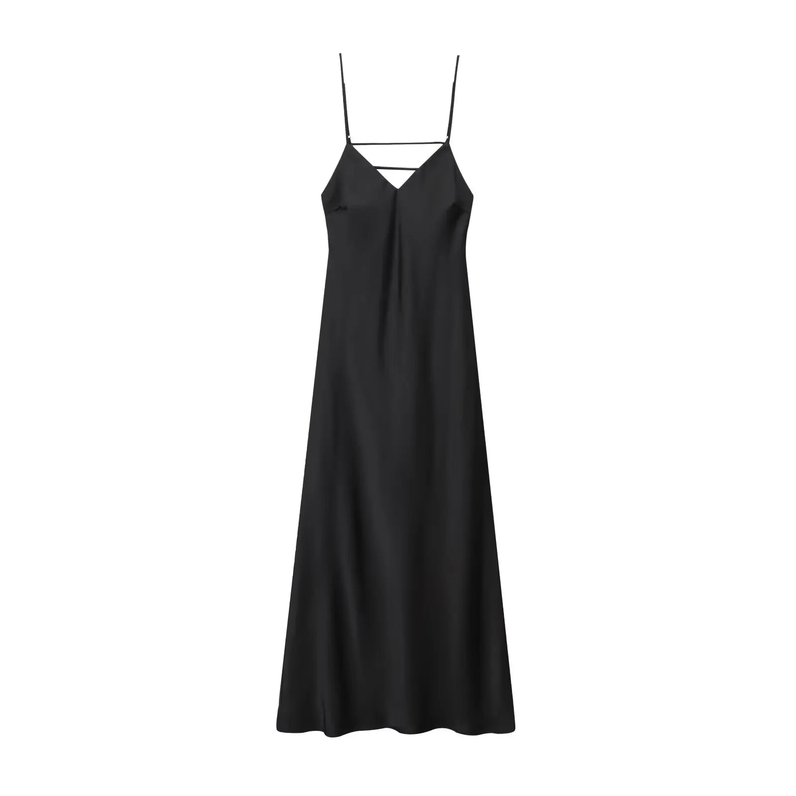 vestoraa kondala sexy chic satin party dress v neck - casual unisex outfit with precision in black metal (USA)