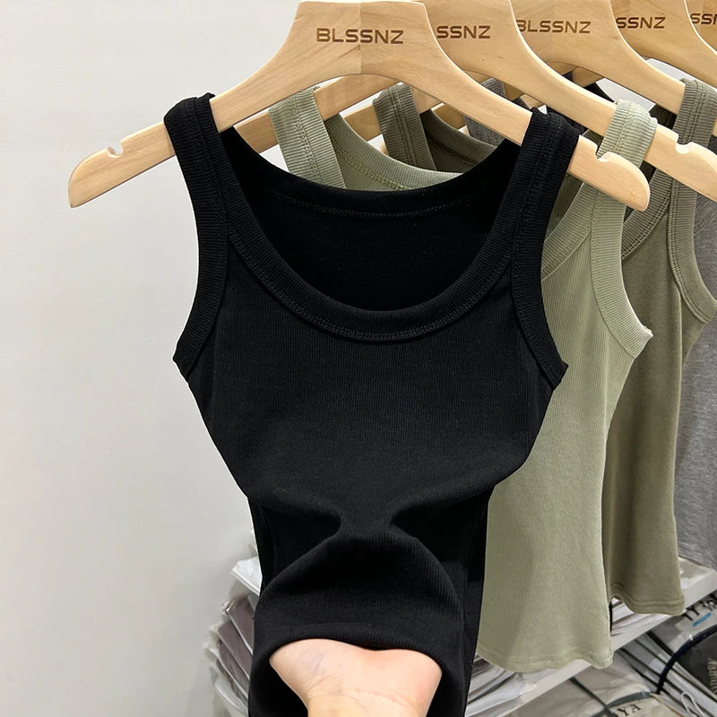 vestoraa zjaiss solid round neck ribbed tank camisole outfit 10 - classic unisex garment with precision (USA)