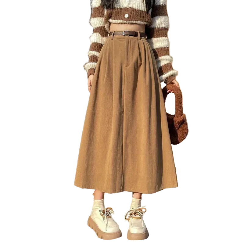 vestoraa vintage corduroy long skirt - dress unisex outfit with precision in black metal (USA)