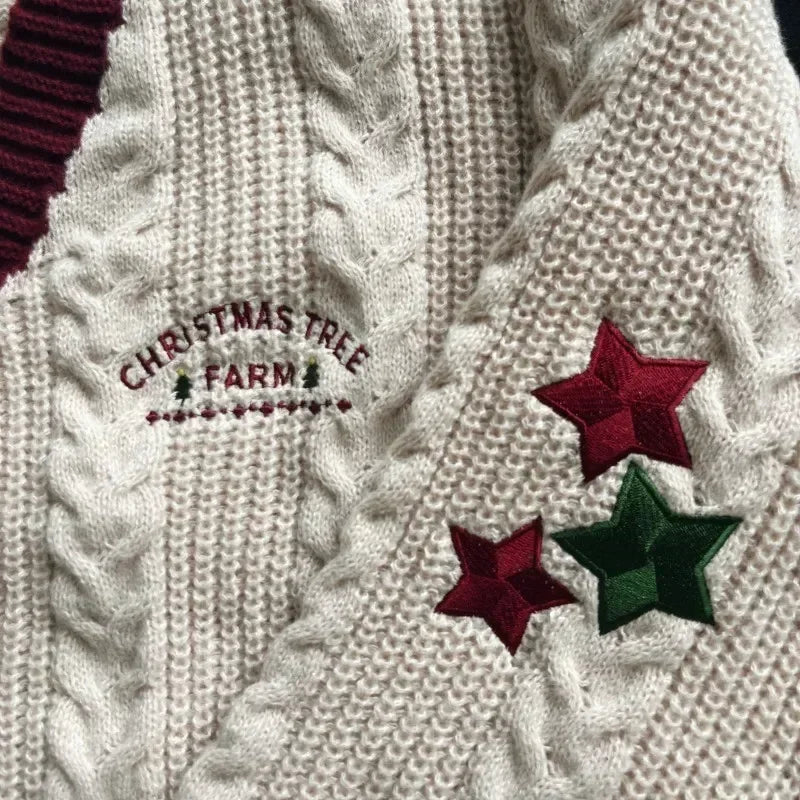 vestoraa tree cardigan knitted cardigans star - classic unisex outfit with precision in neutral cotton (USA)