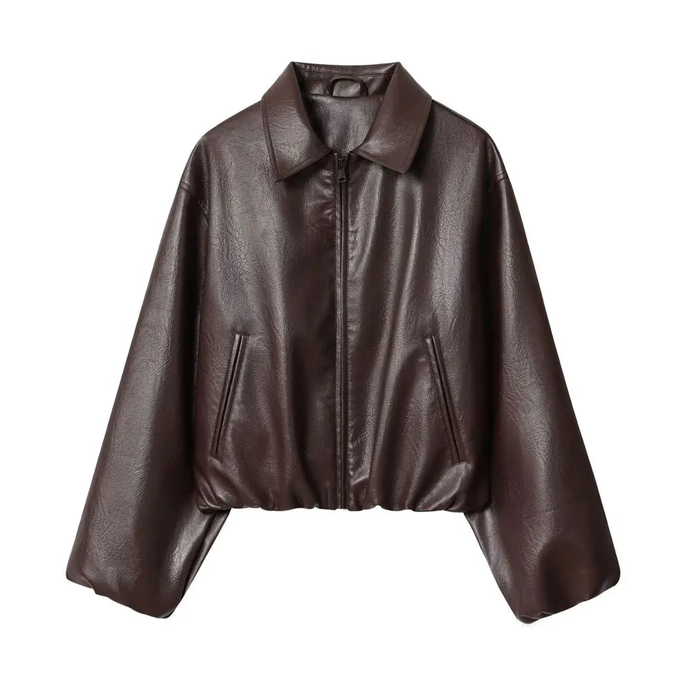 vestoraa 's faux leather bomber jacket long outfit 8 - casual unisex garment with precision (USA)