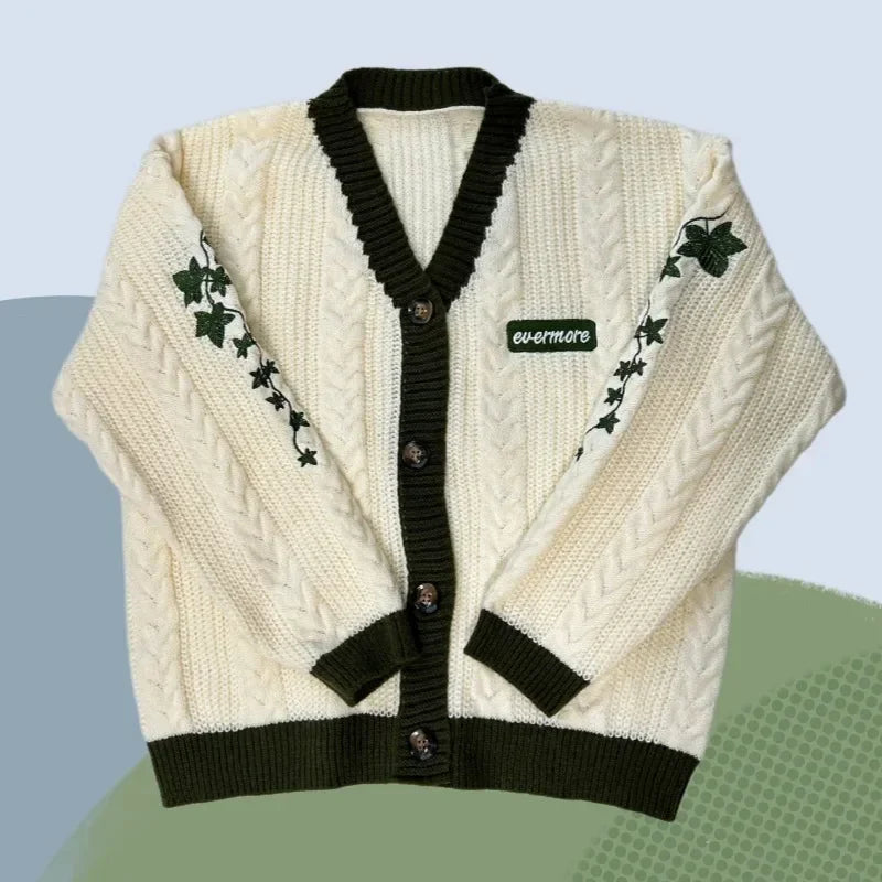unisex classic outfit vestoraa red maple leaf embroidered leaves knitted - daily wear garment with brown design detail (USA)
