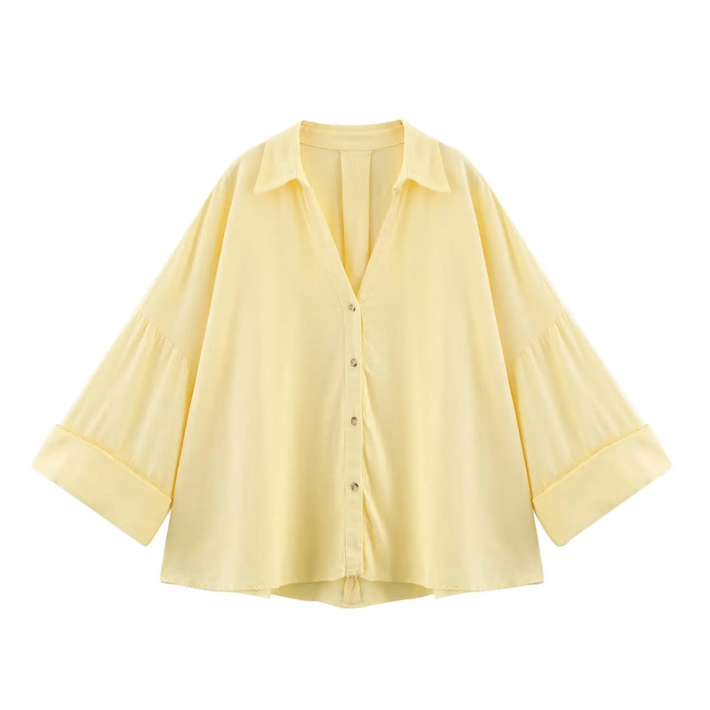 vestoraa 's curled wide sleeves linen blended outfit detail - reliable design, precision, waterproof classic design (USA)