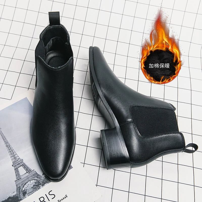 vestoraa chelsea boots men red sole pu ankle business round outfit 7 - modern unisex garment with precision (USA)