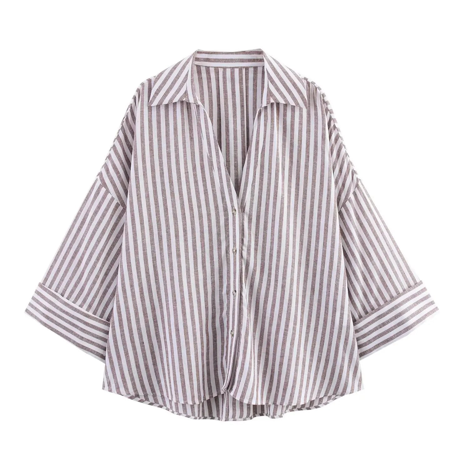 unisex classic outfit vestoraa 's curled wide sleeves linen blended - everyday wear garment with blue design detail (USA)