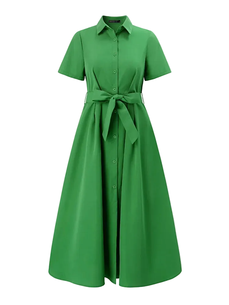 unisex dress outfit vestoraa midi dress turn-down - daily wear garment with black design detail (USA)