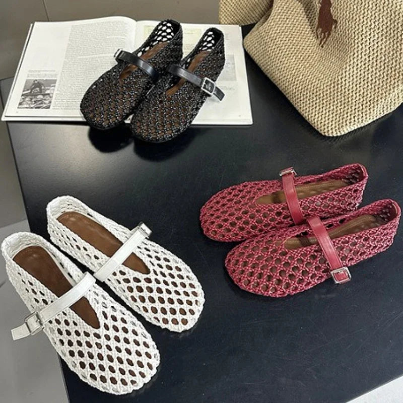 unisex casual outfit vestoraa brand woven mesh flat sandals - daily wear garment with black design detail (USA)