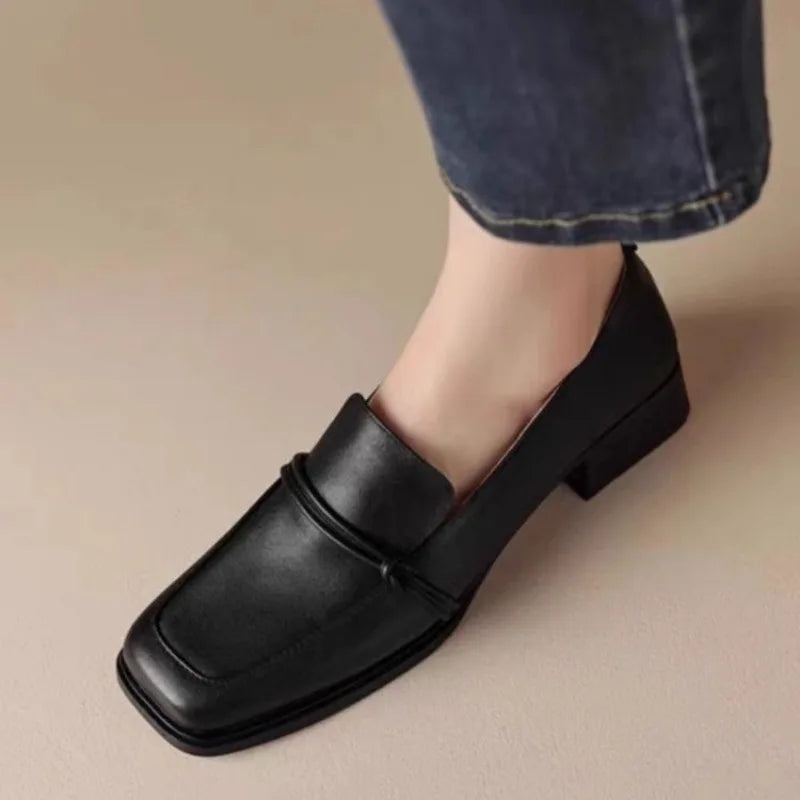 unisex casual outfit vestoraa classic loafers genuine cow leather square - daily wear garment with black design detail (USA)