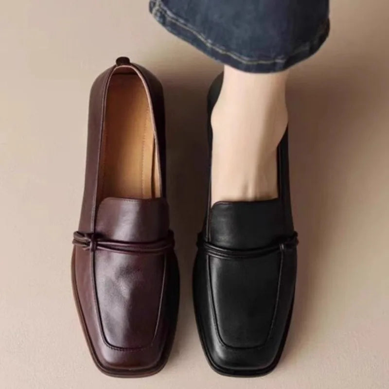Vestoraa vestoraa classic loafers genuine cow leather square unisex garment - precision metal outfit (USA)