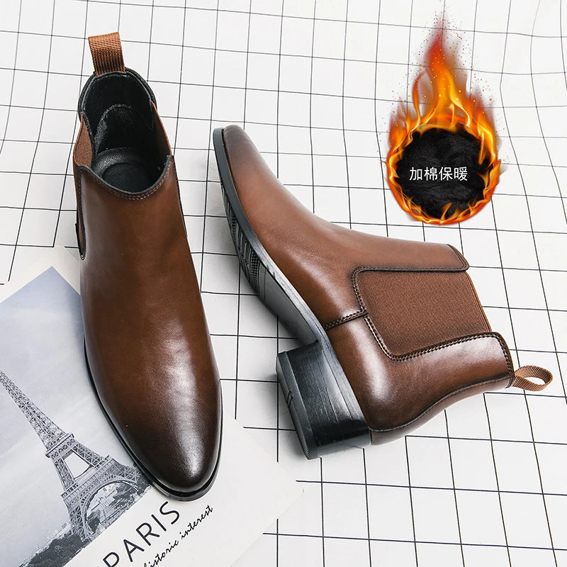 vestoraa chelsea boots men red sole pu ankle business round outfit 8 - modern unisex garment with precision (USA)