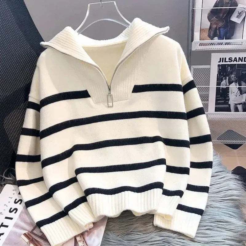 vestoraa sweater pullover underwear zipper stripe - classic unisex outfit with precision in black metal (USA)
