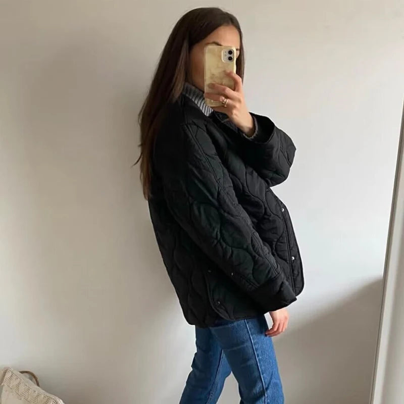unisex casual outfit vestoraa black quilted jacket padded - daily wear garment with black design detail (USA)