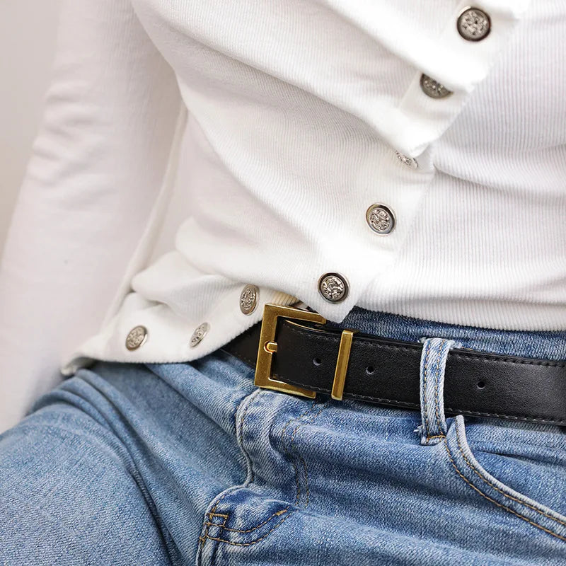 vestoraa square pin buckle leather belt classic solid color outfit detail - reliable design, precision, waterproof formal