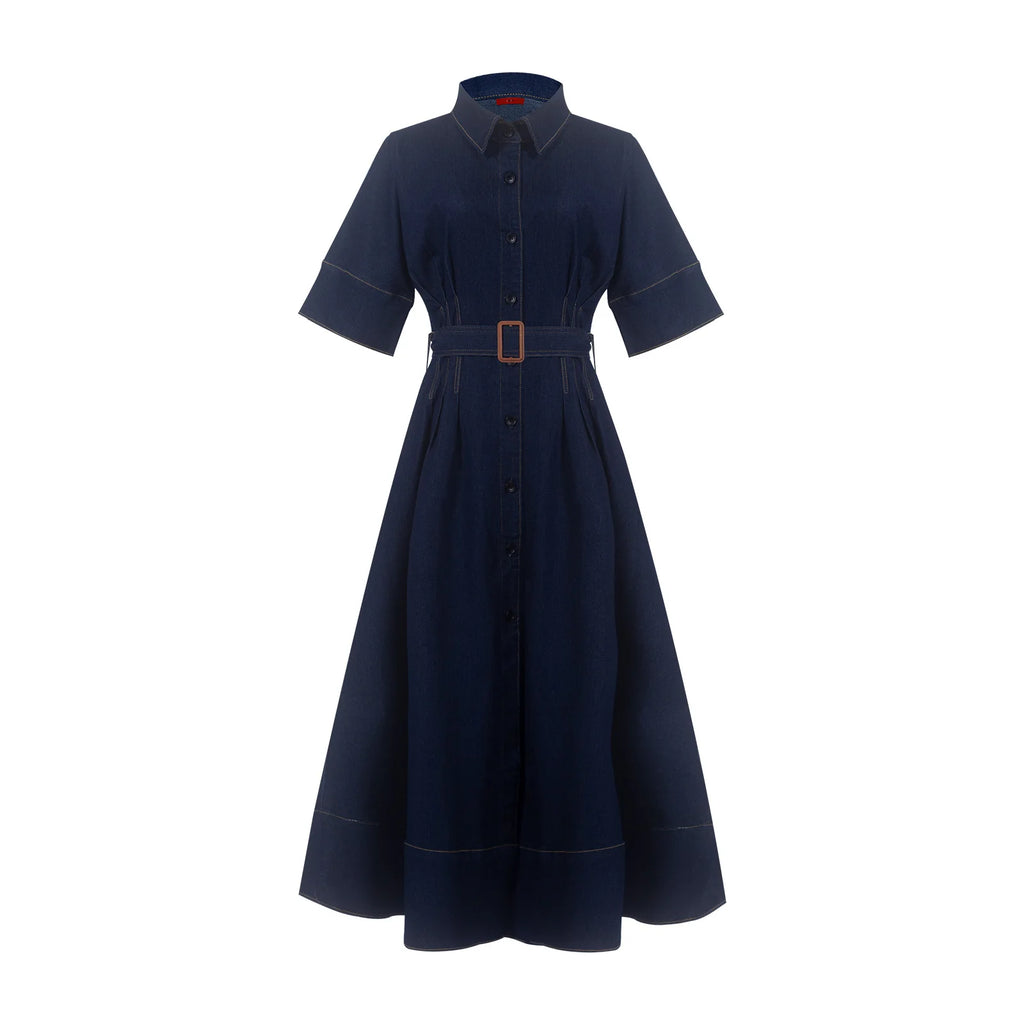 vestoraa series denim midi dress lapel slim outfit 6 - casual unisex garment with precision (USA)