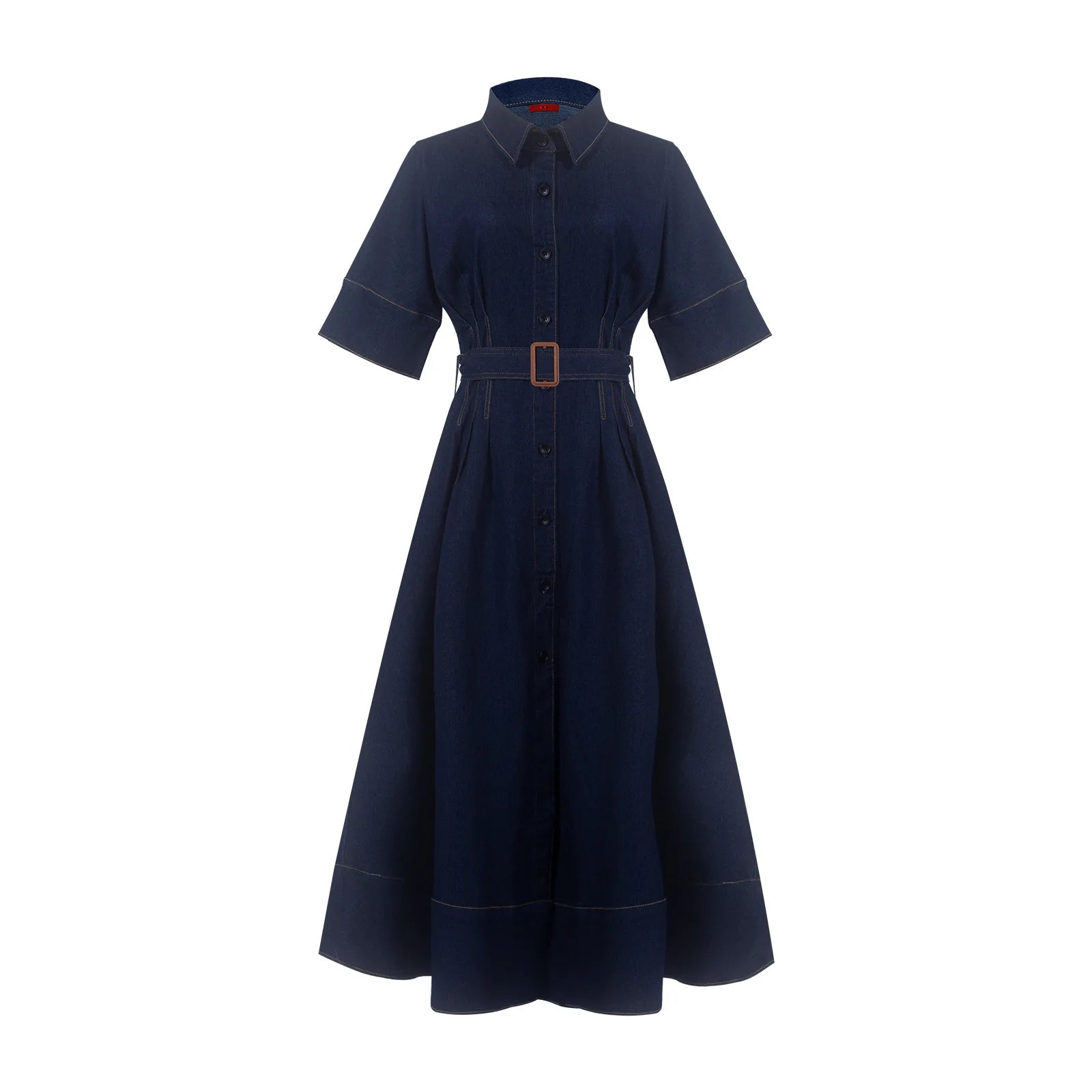 vestoraa series denim midi dress lapel slim outfit 6 - casual unisex garment with precision (USA)