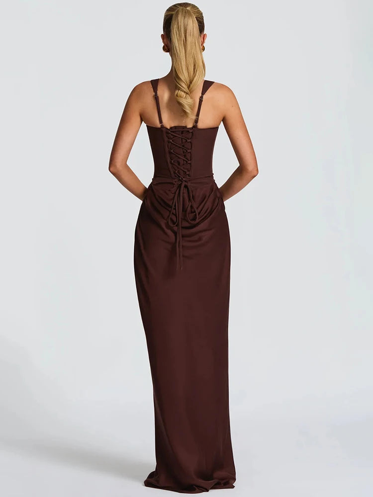 vestoraa mozision backless ruched sexy maxi dress outfit detail - reliable design, precision, waterproof dress design (USA)
