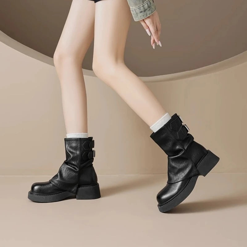 Vestoraa vestoraa 's platform ankle boots - buckle detail retro unisex garment - precision metal outfit (USA)