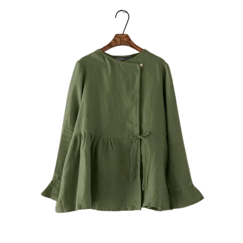 unisex vintage outfit vestoraa zanzea vintage long flare sleeve - daily wear garment with blue design detail (USA)