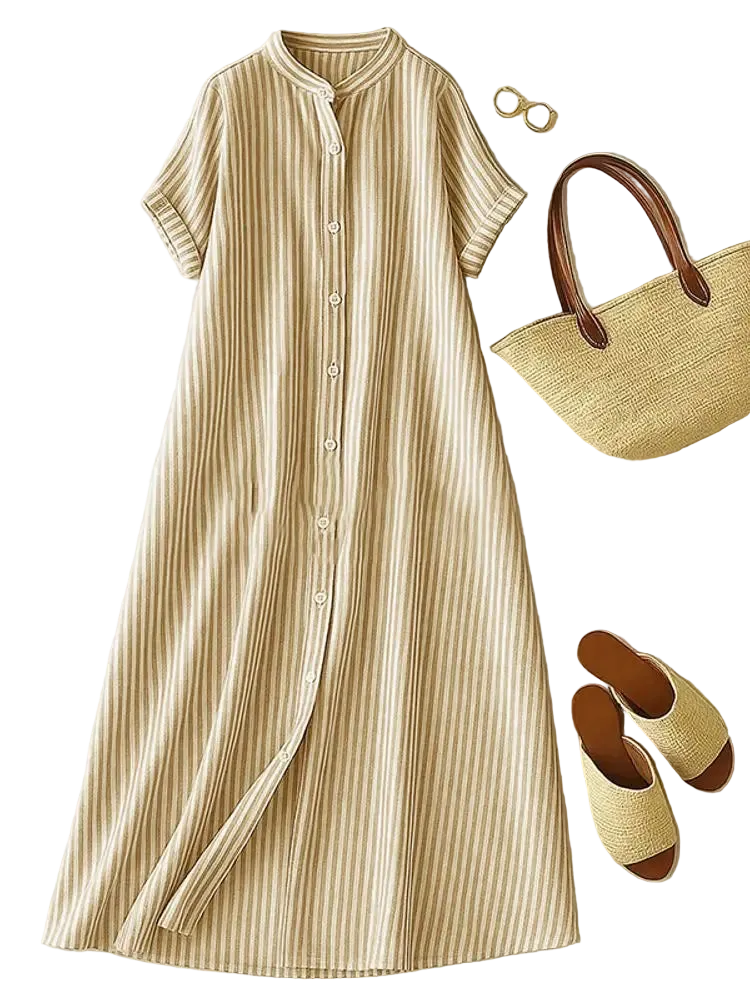 vestoraa casual striped midi dresses stand outfit 5 - casual unisex garment with precision (USA)