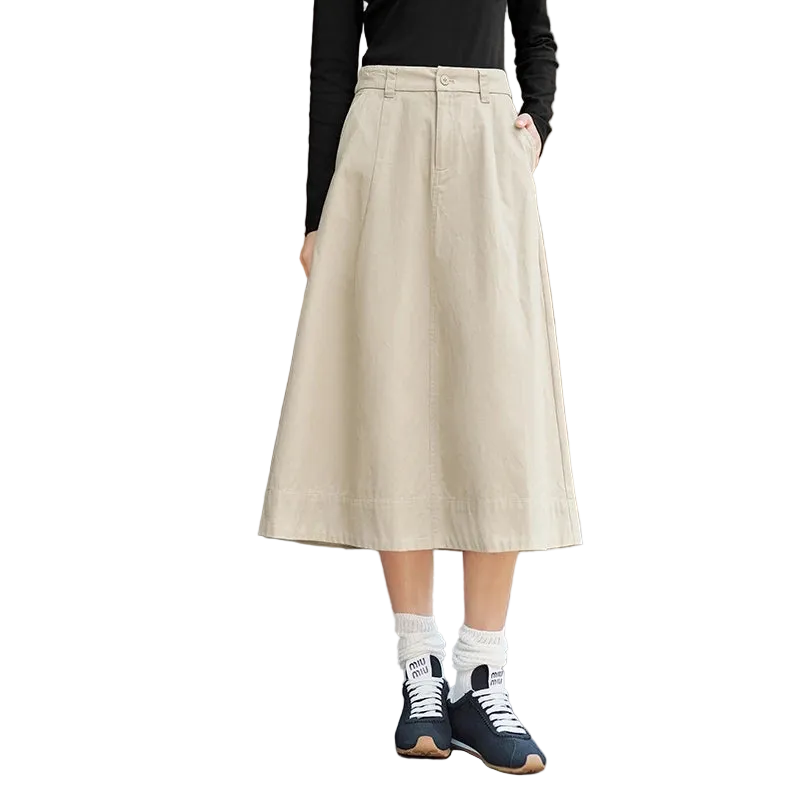 vestoraa semir skirt solid color simple versatile - casual unisex outfit with precision in neutral cotton (USA)
