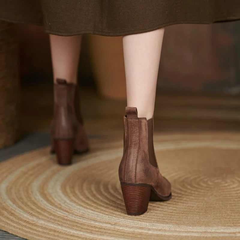 unisex dress outfit vestoraa boots pointed toe chunky heel - daily wear garment with black design detail (USA)