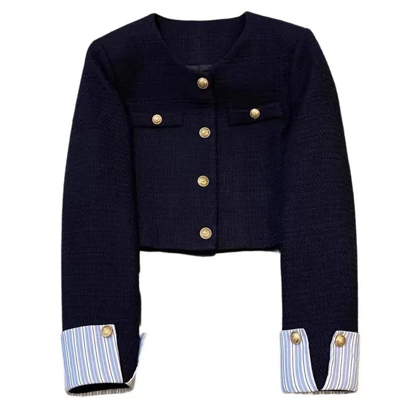 vestoraa navy nlue small fragrant suit jacket - classic unisex outfit with precision in neutral metal (USA)