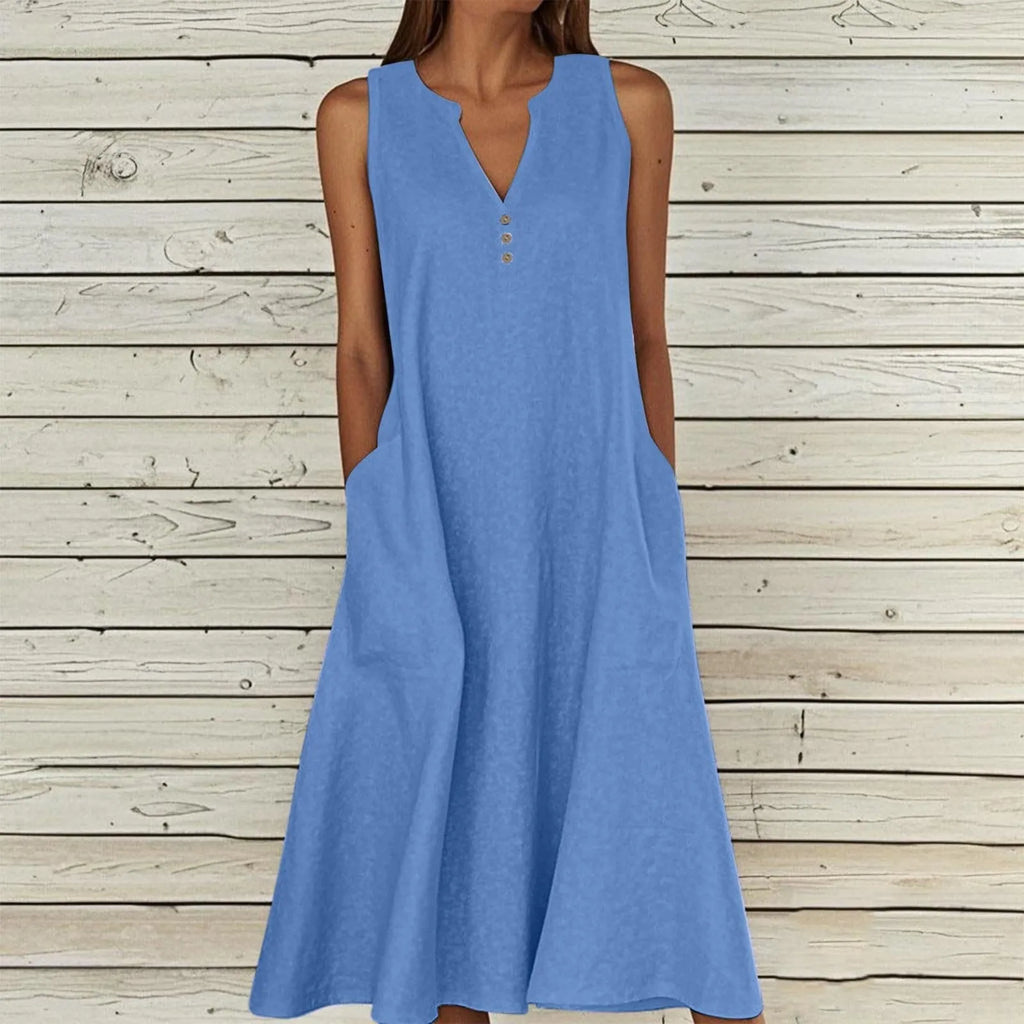 vestoraa breathable midi dress linen blend outfit 5 - casual unisex garment with precision (USA)