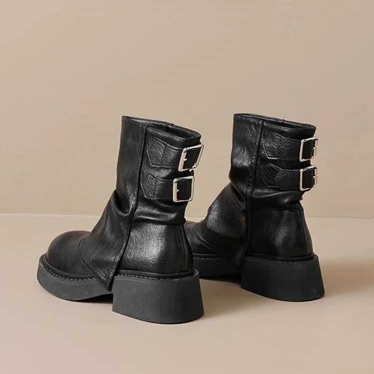 vestoraa 's platform ankle boots - buckle detail retro outfit 6 - dress unisex garment with precision (USA)
