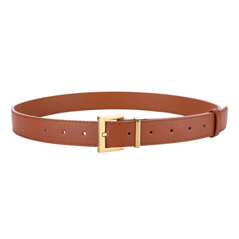 vestoraa square pin buckle leather belt classic solid color outfit 15 - formal unisex garment with precision (USA)