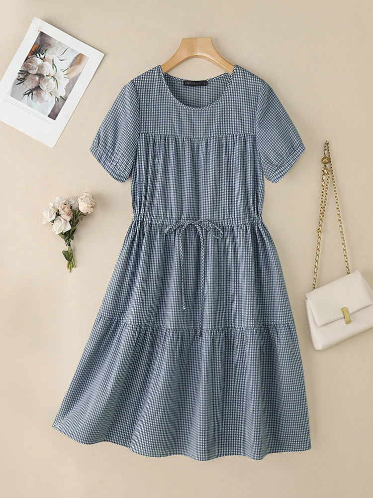vestoraa tiered dresses o-neck shor outfit detail - reliable design, precision, waterproof casual design (USA)