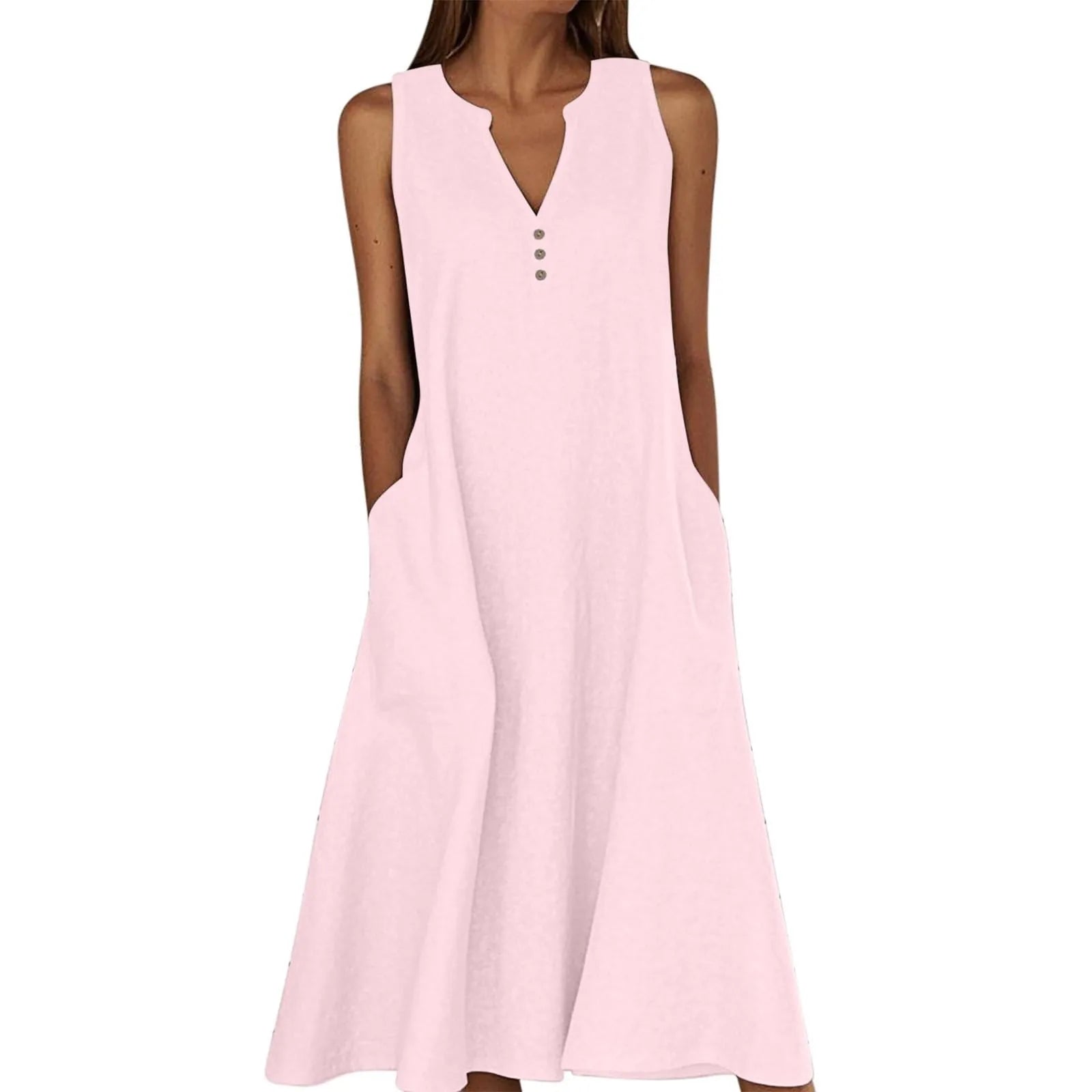 vestoraa breathable midi dress linen blend outfit detail - reliable design, precision, waterproof casual design (USA)