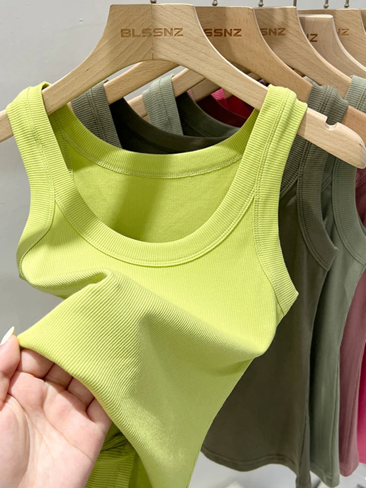 vestoraa zjaiss solid round neck ribbed tank camisole outfit 5 - classic unisex garment with precision (USA)